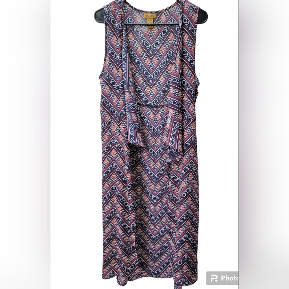 Wrangler Western / Aztec Style Long Vest Size Large